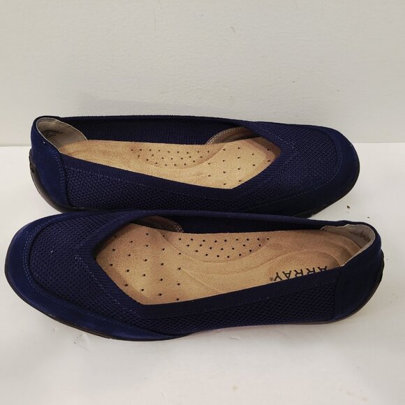 Womens Blue Array Slip On Ballet Flat Shoes Size 7W - Picture 2 of 6